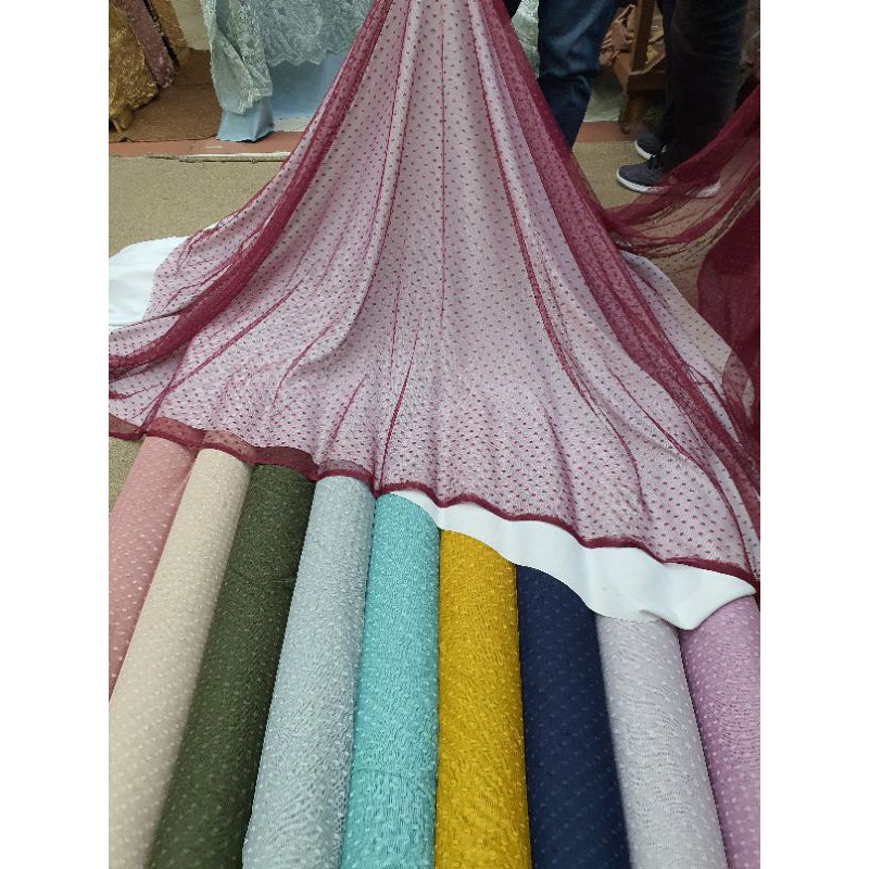 Kain tile polos polkadot(harga permeter) Shopee Indonesia