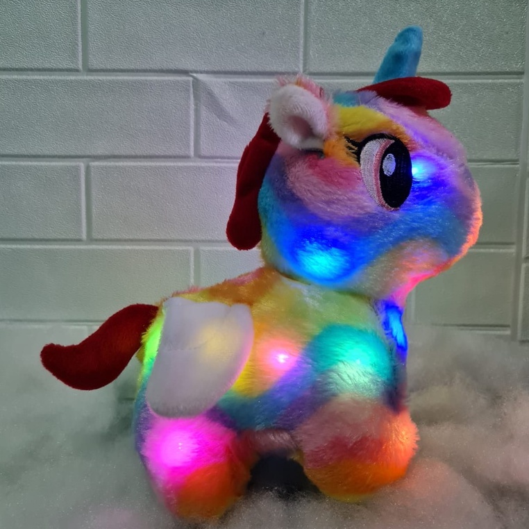 Boneka Kuda Pony Unicorn Rainbow Led Bisa Nyala Lucu Imut Lembut Murah SNI