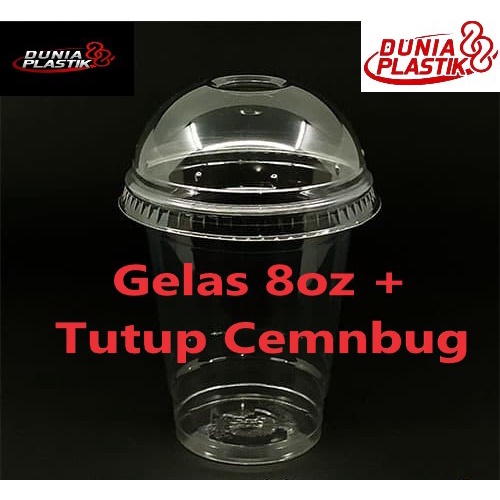 

2Xbtygneal Sakha Snack ) 50Pcs Gelas Plastik Cup 8Oz Pet + Tutup Mini Bening Tebal Ice Es Cream