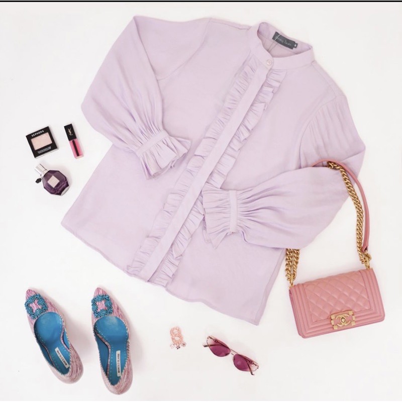 Benang jarum - NEW LiLac Asha Ruffle Shirt uk. S