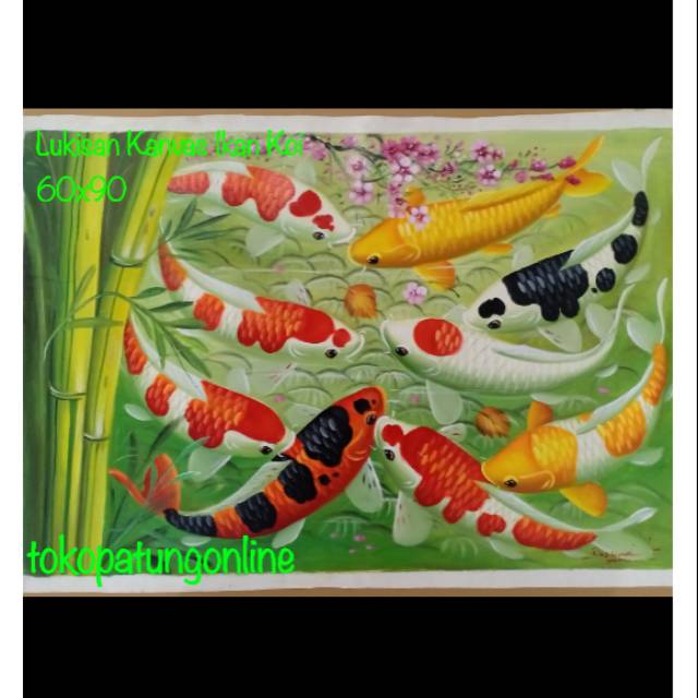 Lukisan Ikan Koi Fengshui Kanvas Uk 60x90 01