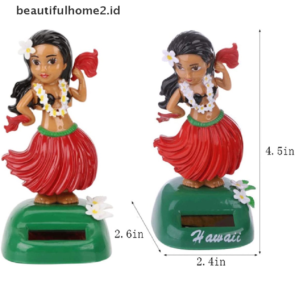 [beautifulhome2.id] Car Decor Dancing Doll Solar Power Toy Hawaiian Hula Girl Shaking Head Ornament ID