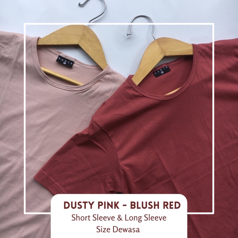 Jual (Bisa COD) Dusty Pink & Blush Red - Kaos Polos Lengan Panjang