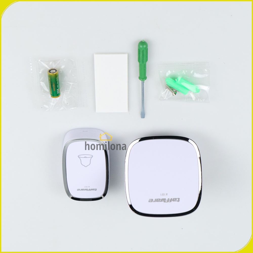 Bel Pintu Wireless Doorbells Waterproof 36 Nada 1 atau 2 PCS Receiver - Taffware A101 - White