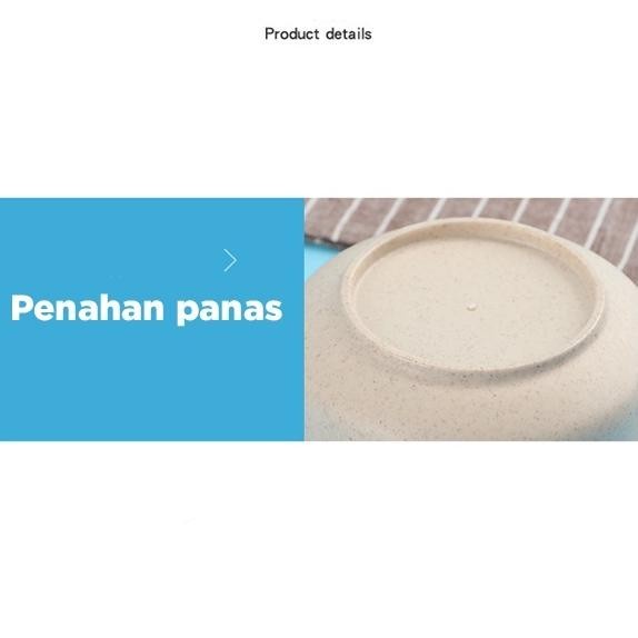 Sgmshop Bowl Jerami Mangkok Tutup 2in1 Dan Sendok Gandum Tahan Panas BPA Free Mangkuk Sayur Baskom Mangkok Sup Serat Jerami ​Gandum