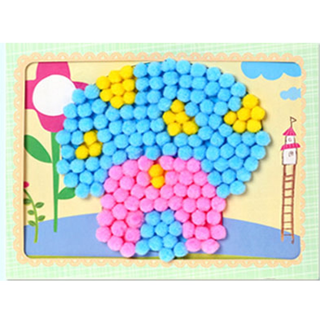 ED24 TEMPEL POM POM, DIY MAINAN EDUKASI ANAK STICKER PRAKARYA GOODIE BAG MONTESSORI IMAJIKIDO-Rumah jamur/mushroom
