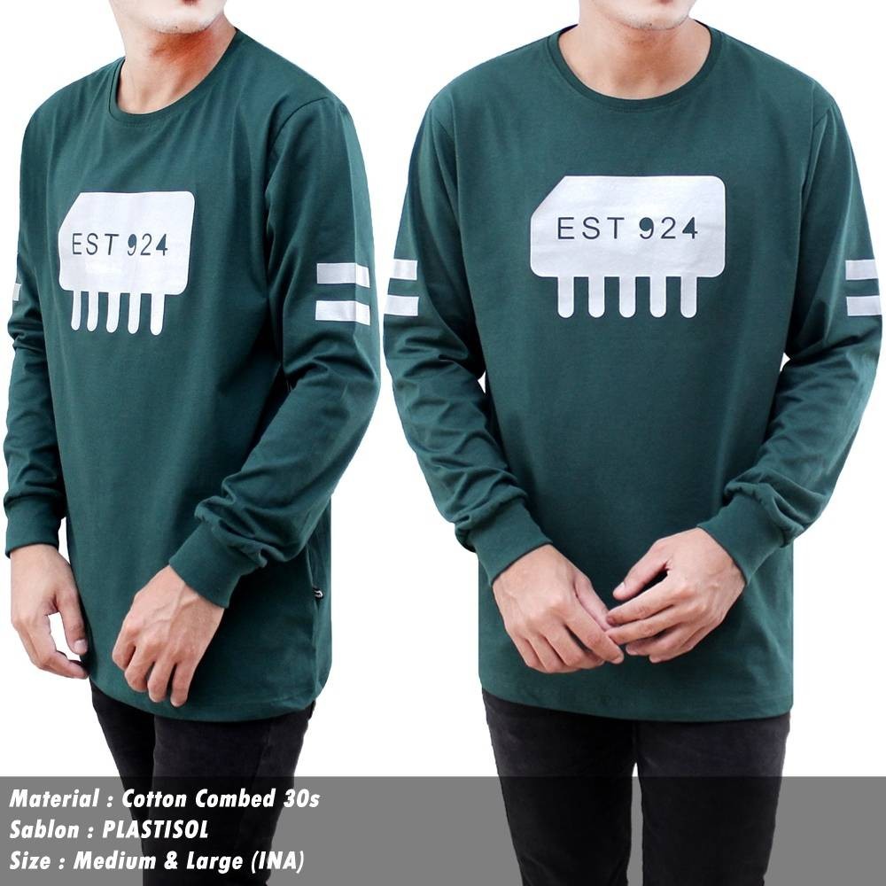 Kaos Pria Lengan Panjang Longsleeve Greenlight Black ID Kaos Distro Tangan Panjang Berbagai Warna