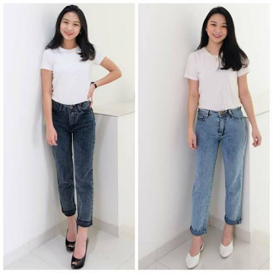 CELANA BOYFRIEND WANITA SNOW//BOYFRIEND KULOT JEANS SNOW JUMBO27-38