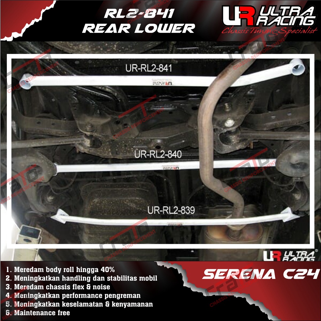 Aksesoris Stabiliser ULTRA RACING Safety Bar - Rear Lower Bar 2 Points - Nissan Serena C24 2000 - RL