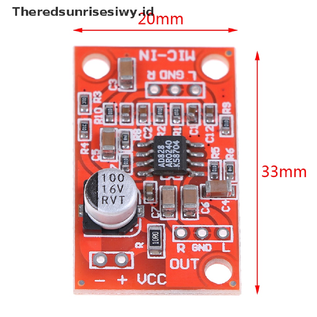 (Theredsunrisesiwy.Id) Ad828 Papan Preamplifier Mic Stereo Dinamis Dc 3.7v-15v 12v