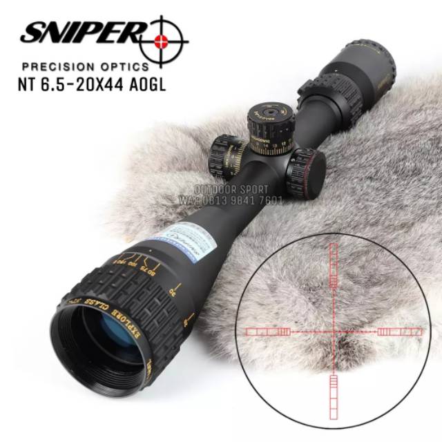 Telescope Sniper NT 6.5-20x44 RGB Mildot Reticle Glass - Rifle Scope - Teleskop