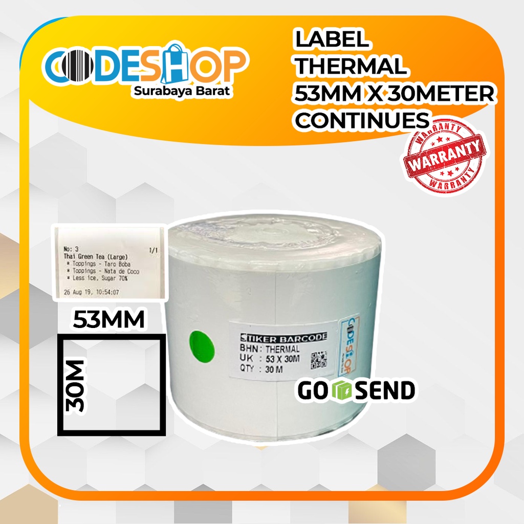 Label Stiker Uk 53 x 30 Meter Thermal Continues