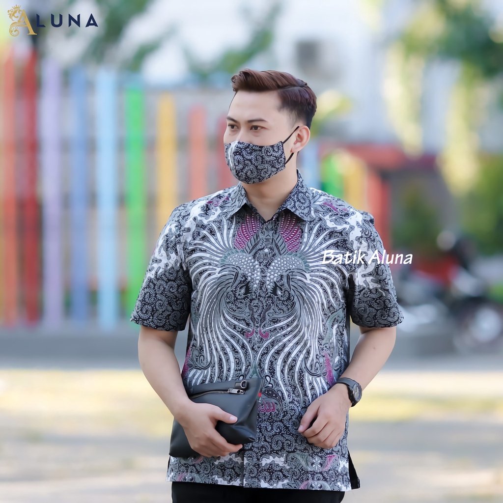 BATIK PRIA PREMIUM LENGAN PENDEK REGULAR FIT BATIK COWOK MODERN ORIGINAL PRODUKSI BATIK ALUNA PD 001