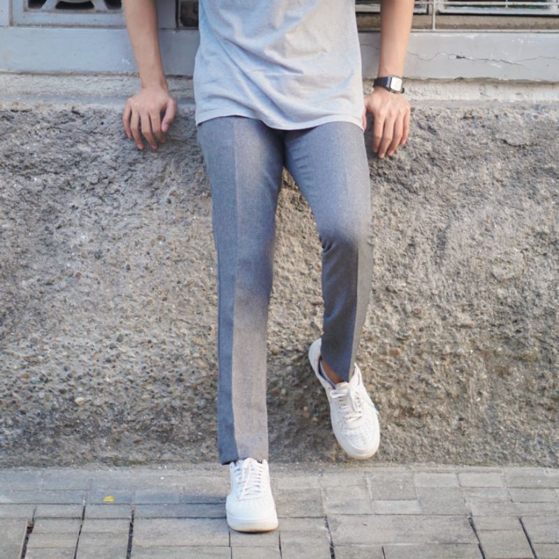 GOODETHICS - Light Grey | Celana Bahan Formal Pria Slimfit