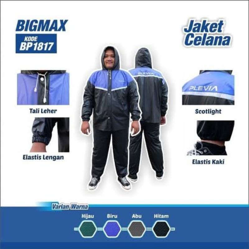 Setelan Jas Hujan Jumbo Size XXXL Plevia Bigmax - Mantol Jaket Celana Big Size