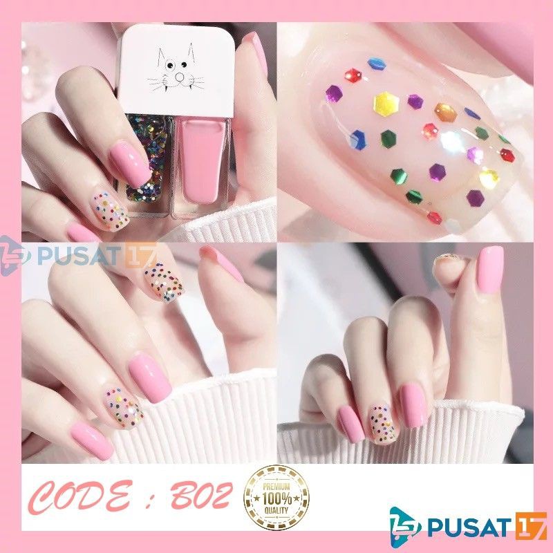 L1 Kutek HALAL 2 Warna | Kutex 2in1 Nail Polish Art 2 Tone | Cat Kuku Muslimah Nail Gel Gell