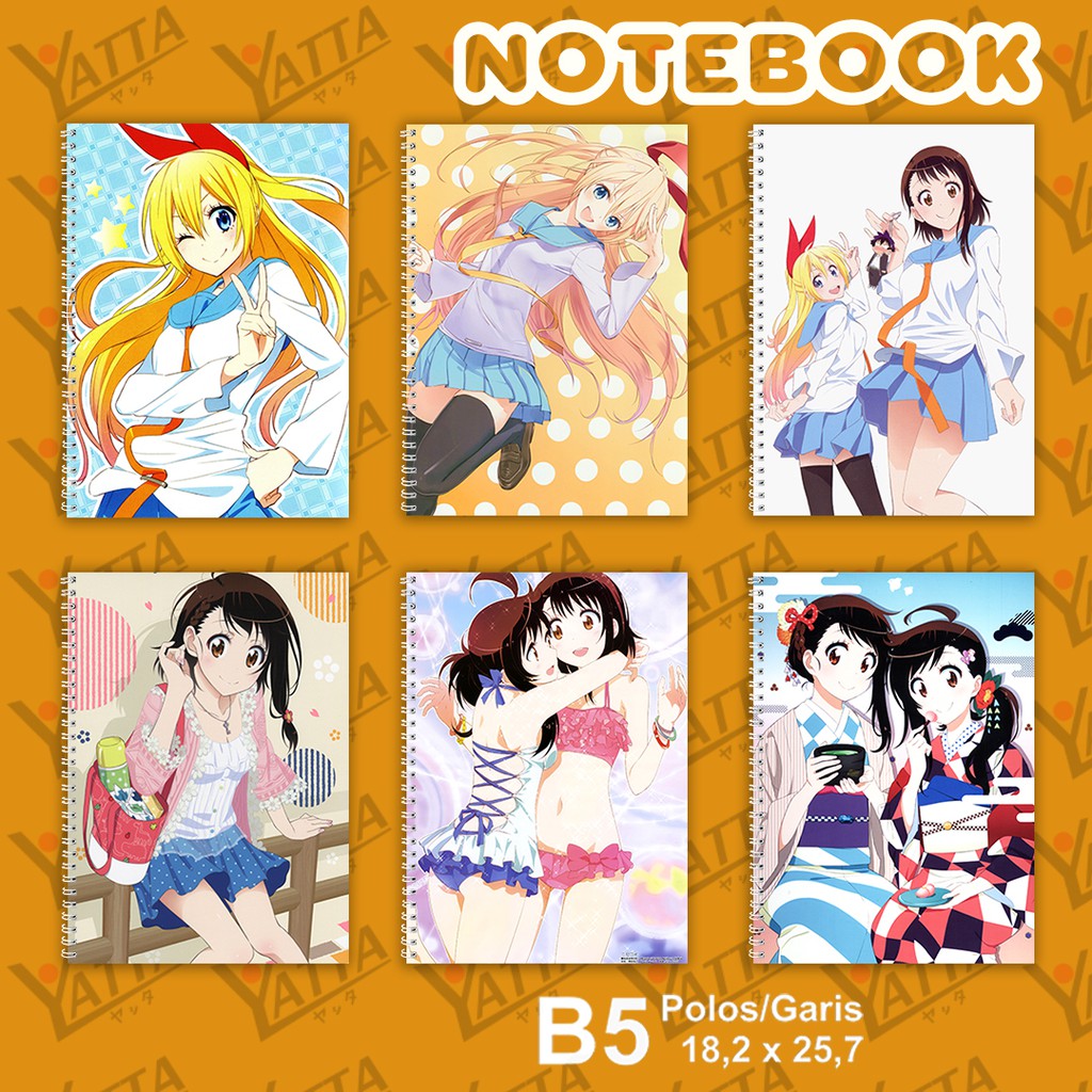 

Notebook Anime ukuran B5 18,2 cm x 25,7 cm Nisekoi