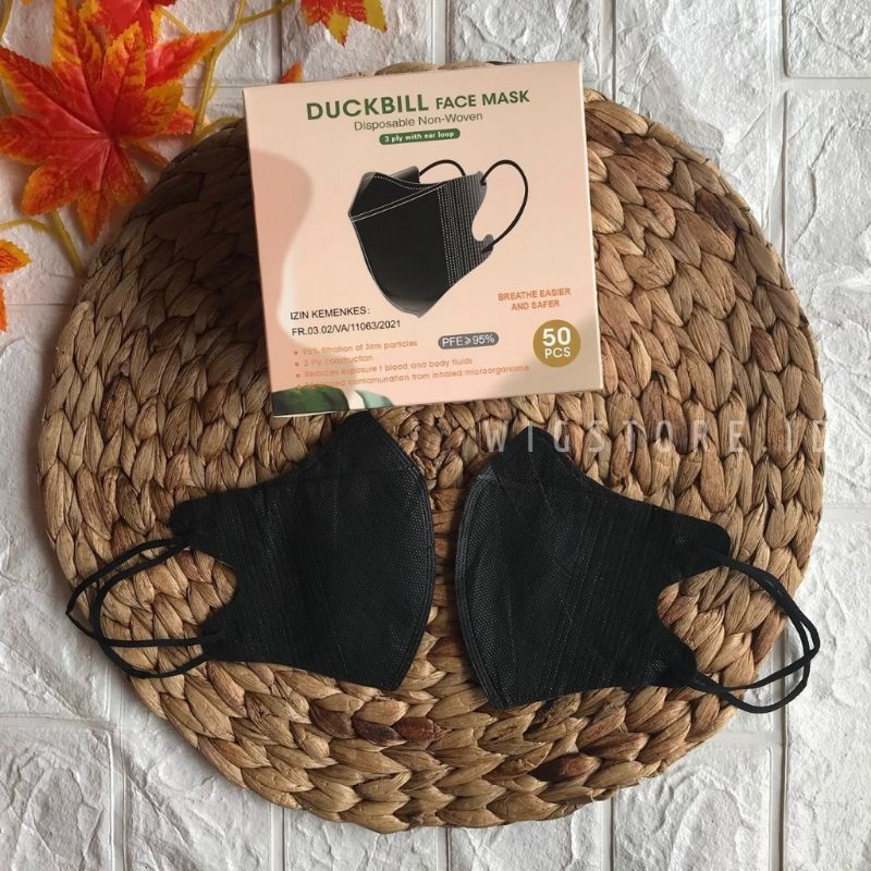 Face mask duckbill protective 3ply (50pc) premium mask garis seperti sensi/masker duckbil Y&B care-Hitam y&b box cream