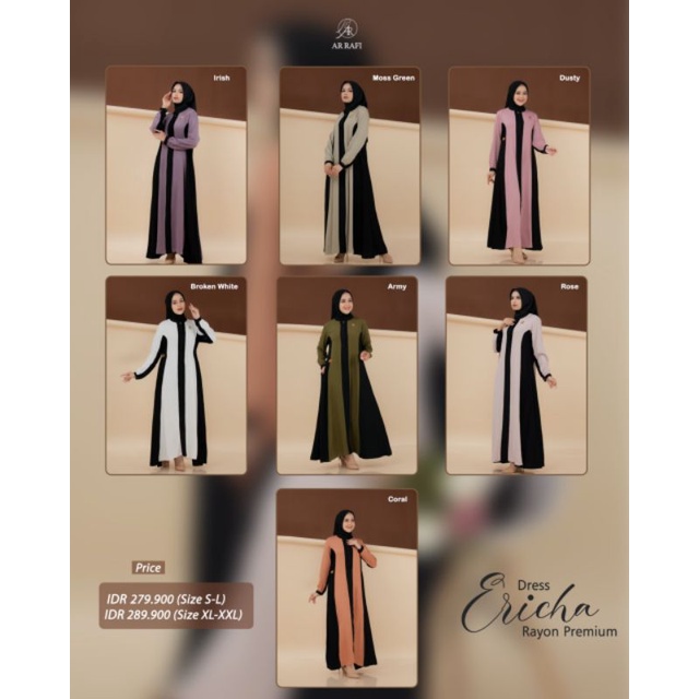 Ericha Dress By Ar Rafi Hijab Terbaru Baju Gamis Wanita Kekinian 2022 Kombinasi || Anniha Collection