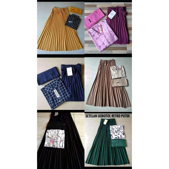3 IN 1 SETELAN ROK PLISKET/KEMEJA ROK HIJAB/SET 3 IN 1 WANITA/SET ROK PAKAIAN WANITA/ KEMEJA WANITA 