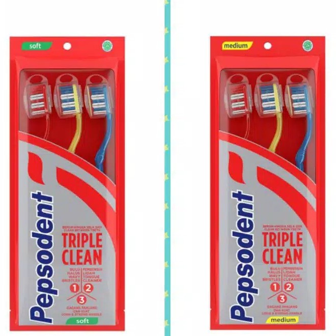 PEPSODENT SIKAT GIGI TRIPLE CLEAN SOFT ISI 3