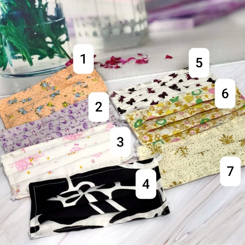 Masker Kain Dewasa 2 Ply Headloop Jilbab Hijab Aneka Motif Menarik