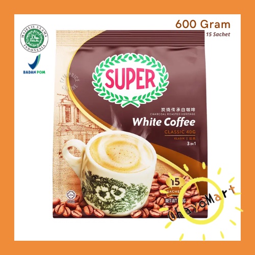 Super White Coffee Classic / Charcoal Roasted Coffee 3in1 Klasik 600gr