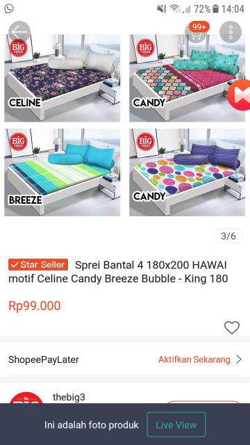 Hawaii Sprei 4 Bantal 180x200 Motif Palma Tropical Vicelli Starlet Alphabet - King 180 Sp B4 Hawai