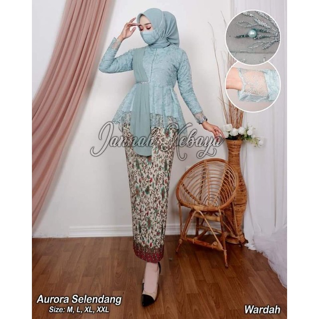 Realpict setelan kebaya auora selendang//kebaya wisuda//kebaya tunangan