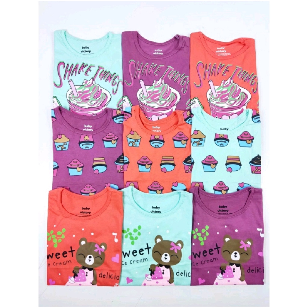 BABY VICTORY GIRL KAOS ANAK PEREMPUAN 1-4 th Atasan Kaos Anak