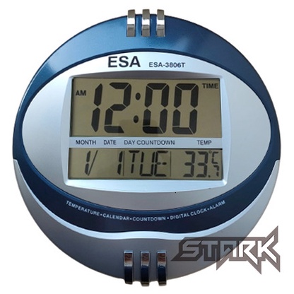 Jam Dinding Digital Esa 3885 / 3806T - Jam Dinding Digital Bulat - Fitur Lengkap