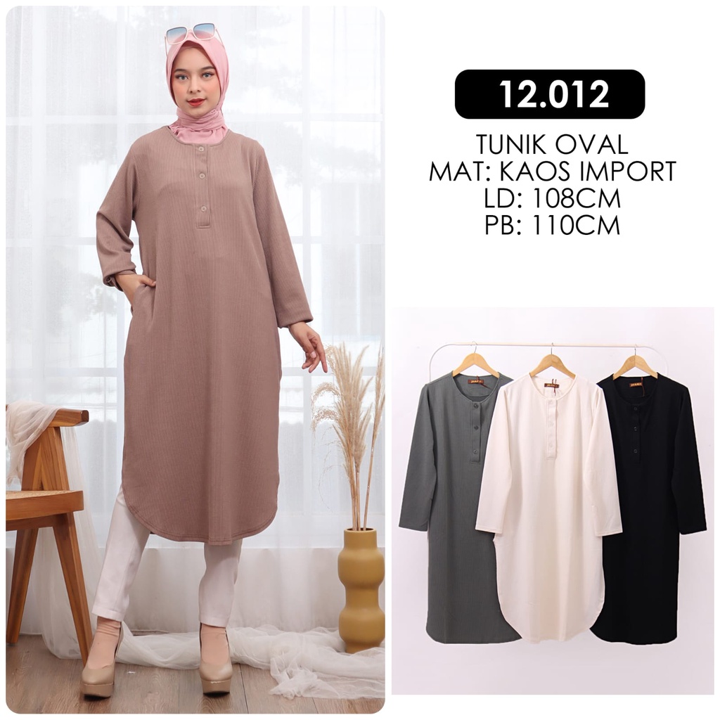 PGMTA - Tunik Oval Wanita Muslim Fashion Wanita Hijab Terlaris Murah Kaos Import YMD12012