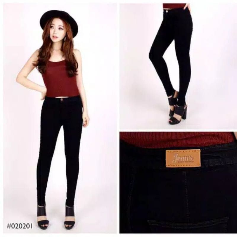 CELANA JEANS PUTIH JUMBO HIGHWAIST WANITA BIG SIZE 27-38