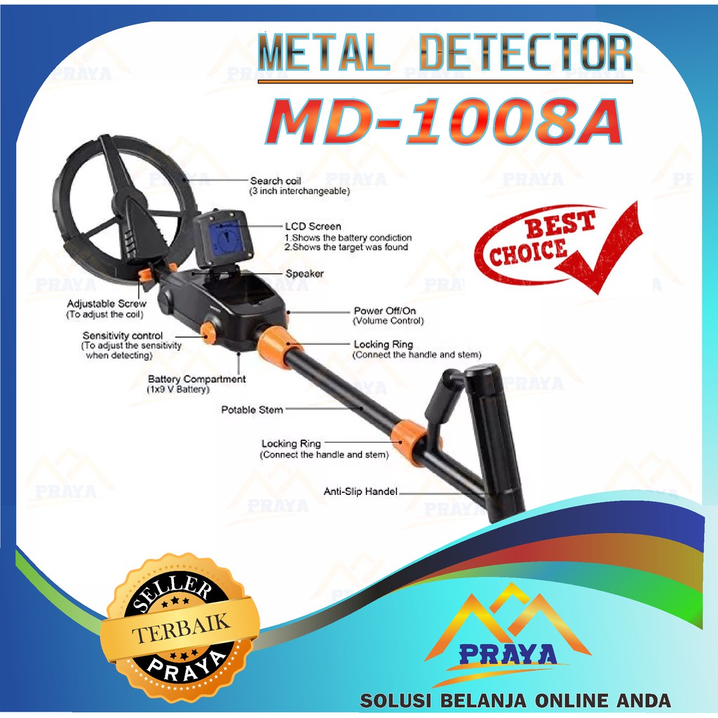 MD1008A LCD Metal Detector SCAN Alat Pendeteksi Logam Emas KoIN MD-1008A PERAK BESI DETEKTOR DETEKSI