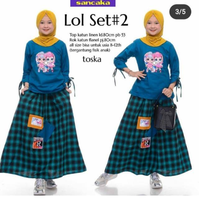 Stelan anak lol set kids rok kotak sura lolset kid noora sabrina salsabila kotaka