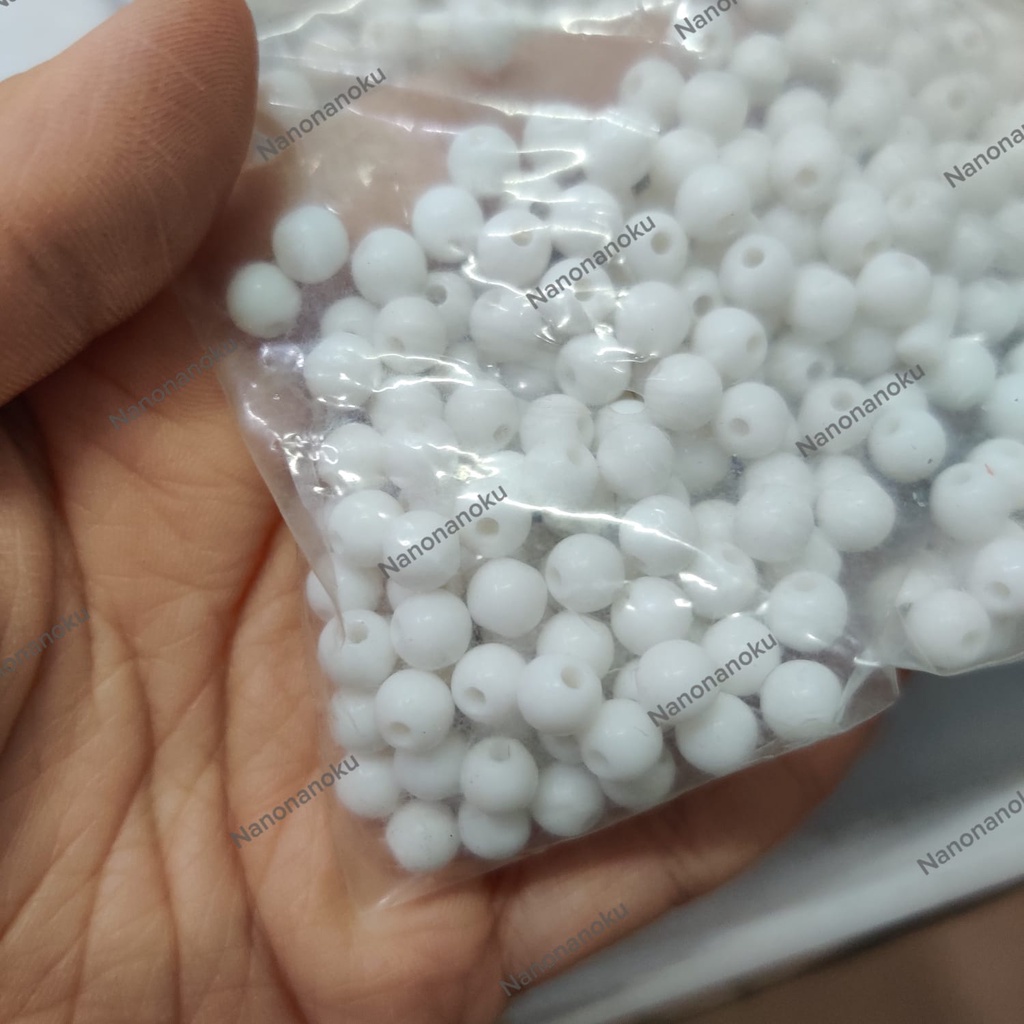 [90 gram] Mote Plastik Bulat 6 mm / Manik Susu Craft DIY