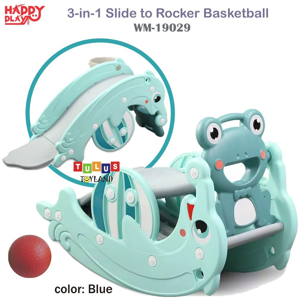 Perosotan Kuda kudaan Happy Play 3 in 1 Slide Rocker Basketball 3in1 Jungkat Jungkit Rocking Horse