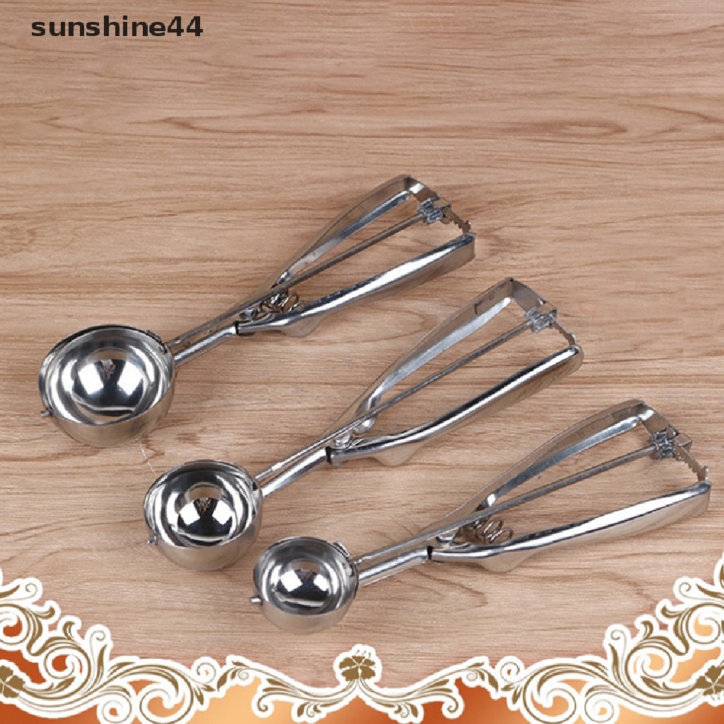 Sunshine Sendok Es Krim Mekanik Bahan Stainless Steel | Cetakan Kue / Biskuit Bentuk Bola Melon