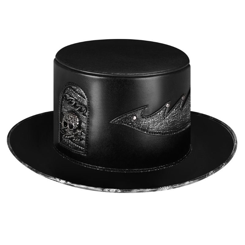 Topi Model Flat Bahan Kulit Gaya Steampunk Untuk Cosplay Halloween