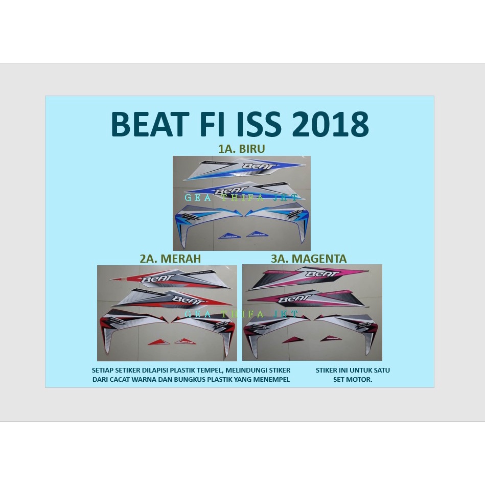 BEAT 2018 FI Idling Stop Motor Honda Sticker Lis Striping Stripping