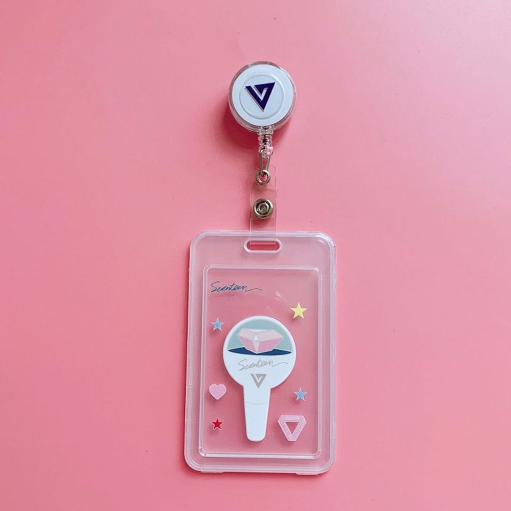 SUYOU Women Men Retractable Card Holder Multifunctional Name Badge Holder ID Business Case Fashion Office School Luggage Tag Cover Lovely BTS BLACKPINK TWICE  EXO GOT7