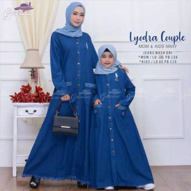 Dress Jeans Polo Gamis Jeans Wanita Muslimah Gamis Polo Jeanswash