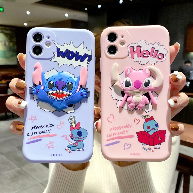 IPHONE Case Bahan Silikon TPU Motif Stitch Untuk OPPO A16 A36 A52 A72 A92 A7 A5S A7N AX7 A12 REALME 9I Q3S