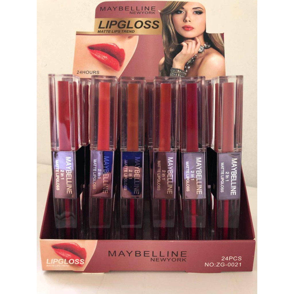 ( 1Box )MAYBELLINE  2 IN 1 LIPCREAM And Liptint Matte Lips TREND 0021