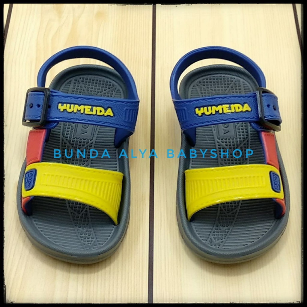 Sendal Anak Laki Laki 6 Bulan 1 2 Tahun Tali NAVY KUNING - Sepatu Sandal Gunung Anak Cowok Karet Anti Licin Size 18 - 23 - Sendal Gunung Anak Laki Laki