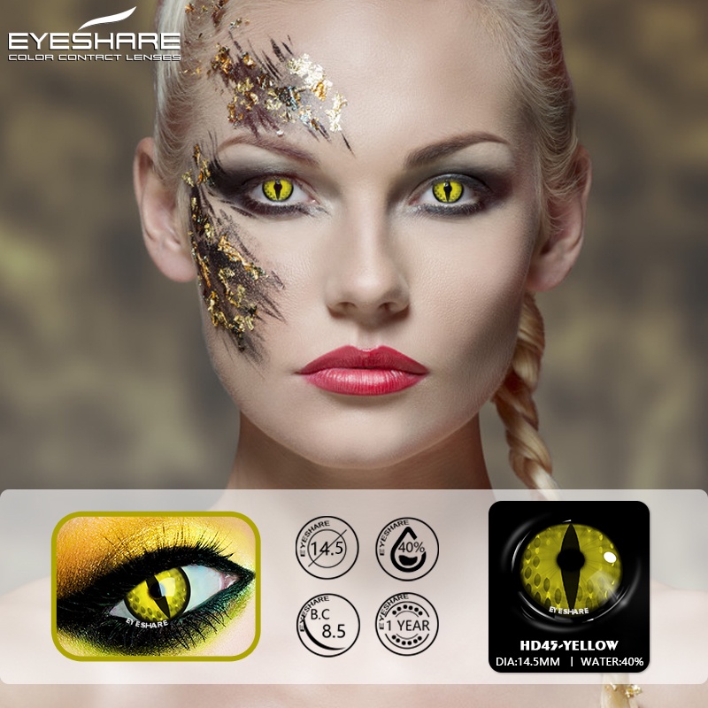 Softlens [★COD★]BLUE-YELLOW-ORANGE-RED Girl Gadis Kucing Vertikal Cosplay lensa kontak  HALLOWEEN / Charm Fresh Lady Crazy /Lensa Mata Soflen Mata Softlens Soflens