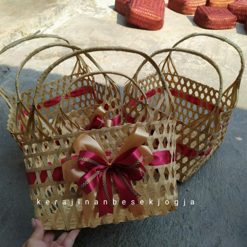TAS KOTAK BLICING + PITA /parsel/hantaran/tas belanja/hampers/besek Jogja/besek murah/besek hantaran