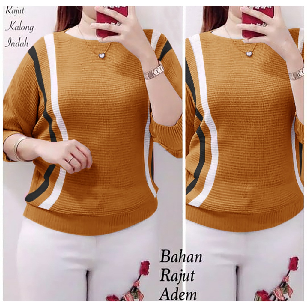 WSE390 - Blouse Batwing Rajut Sara Bahan Ranjut Lembut Tidak Berbulu PREMIUM QUALITY