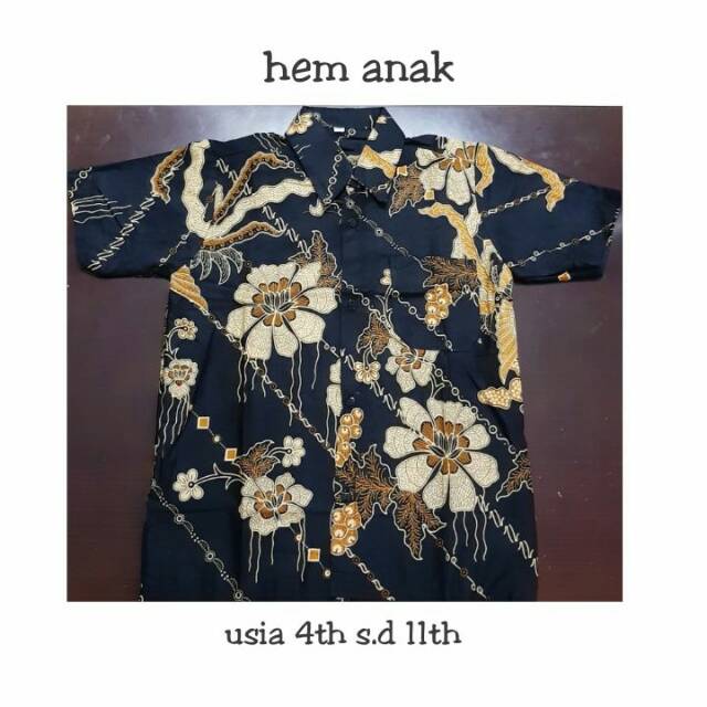 Hem Anak Batik Kembang Hitam Couple Orang Tua / Baju Batik Anak / Baju Anak