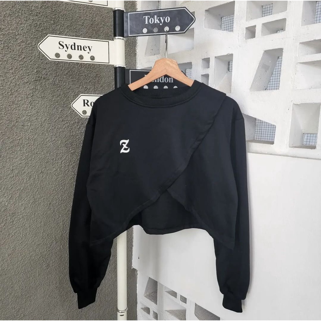 Z Sling Croope Sweater Fashion Wanita | Sweater Crop Oversize Wanita Korean Style